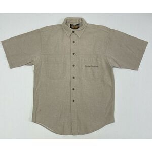 Harley Davidson Mechanic Shirt Size Medium Tan Button Up Motorcycle‎ Biker HD